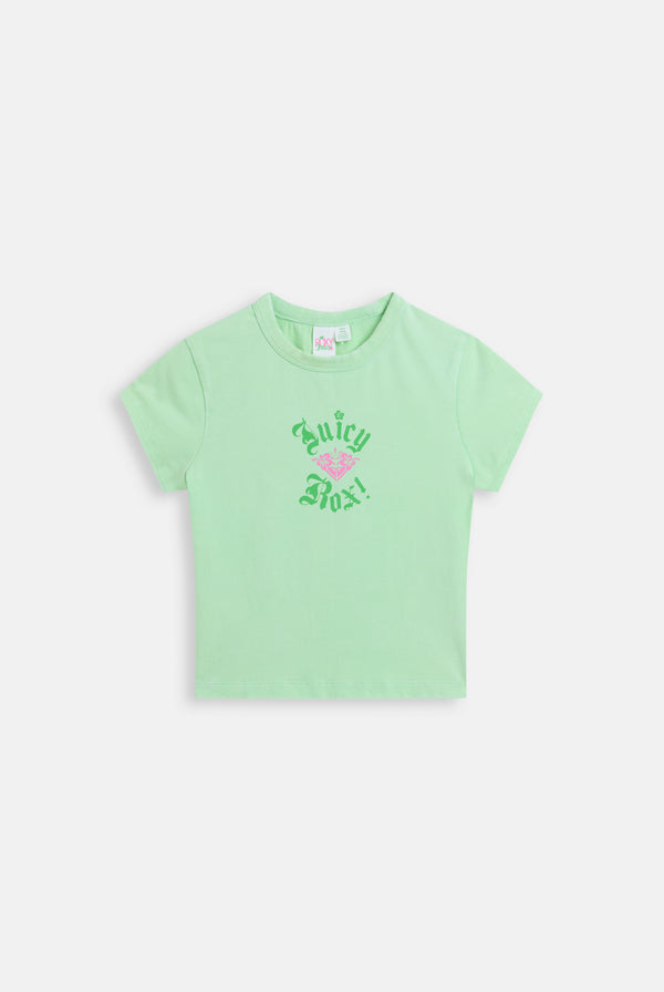 Displays the Green Ash Roxy & Juicy couture baby tee 