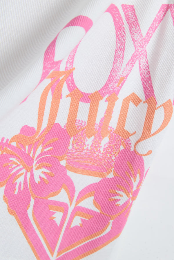 Displays the White Roxy & Juicy couture tank top featuring the juicy Couture x Roxy logo