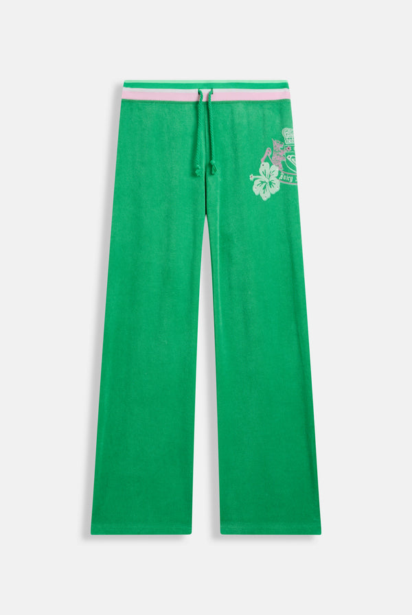 Displays the Island Green Juicy Couture & Roxy Terry towelling OG straight bottom 