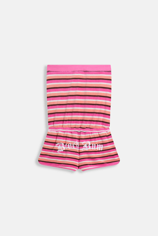 Displays the stripe Roxy & Juicy couture Terry towelling romper 