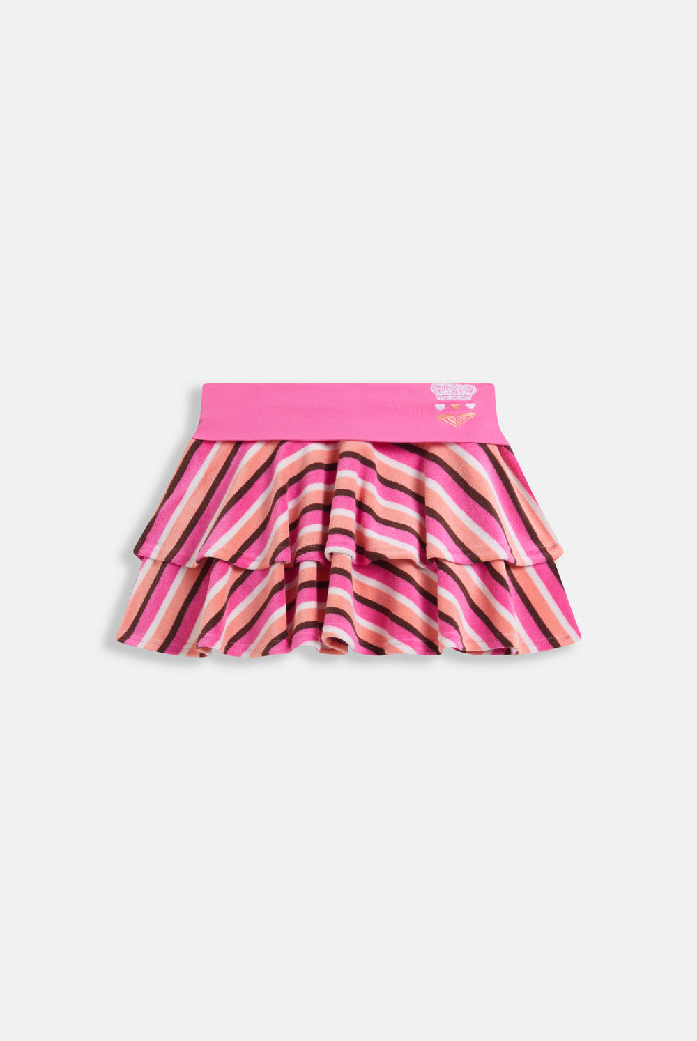 Displays the stripe Roxy x Juicy Couture Terry towelling ruffle mini skirt 
