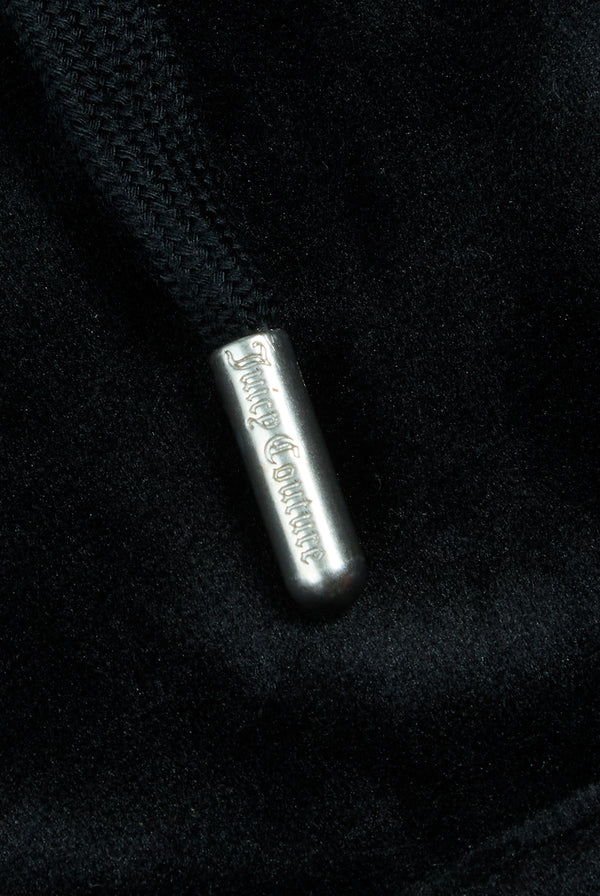 'SAGITTARIUS' BLACK DIAMANTÉ VELOUR ZIP-THROUGH HOODIE
