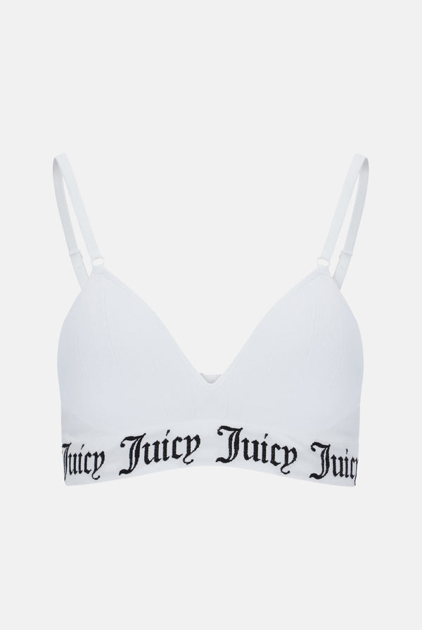 WHITE SEAMLESS RIB MOULDED CUP TRIANGLE BRA – Juicy Couture UK