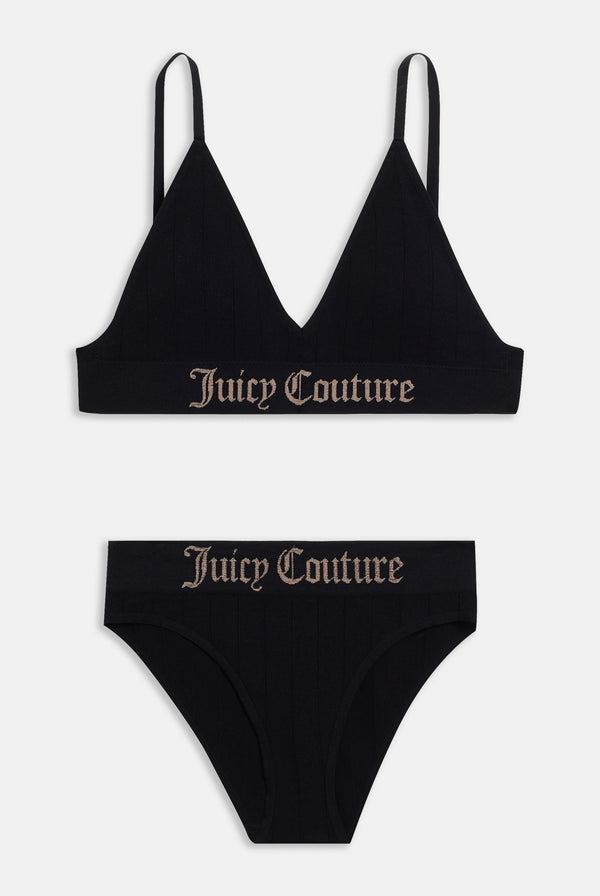 BLACK SEAMLESS RIB TRIANGLE SET – Juicy Couture UK