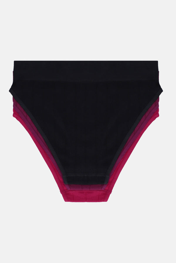 3 PACK OF SEAMLESS RIB HIGH LEG BRIEFS