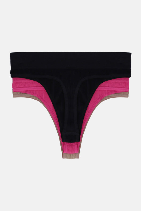 3 PACK OF SEAMLESS RIB THONGS