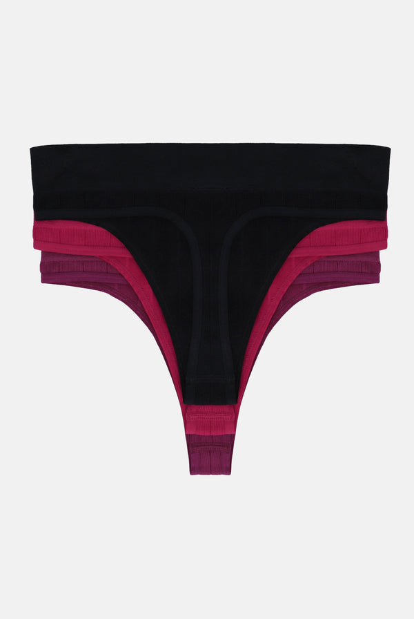 3 PACK OF SEAMLESS RIB THONGS