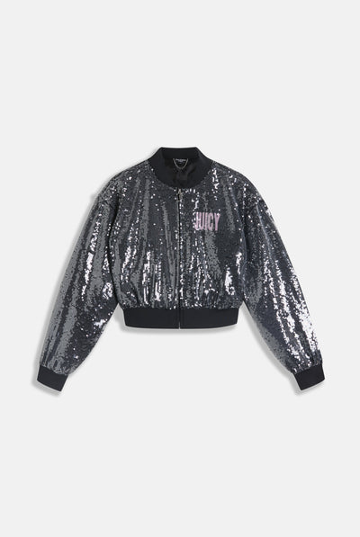 CHOOSE JUICY SEQUIN CROPPED BOMBER
