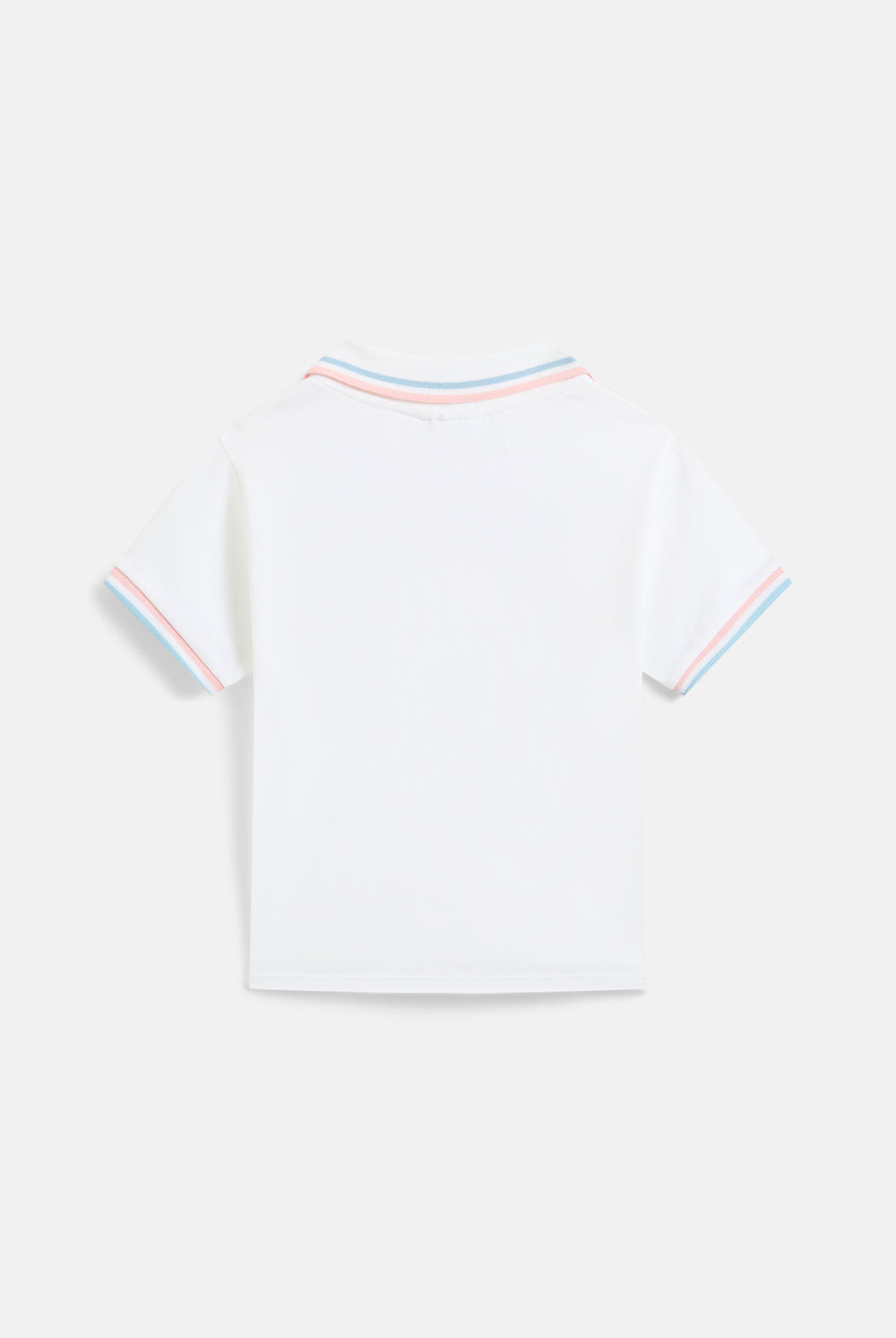 WHITE JERSEY STRIPED TIPPED POLO SHIRT