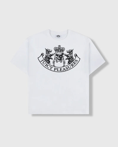 'Juicy by PLEASURES' WHITE SKULL CREST T-SHIRT