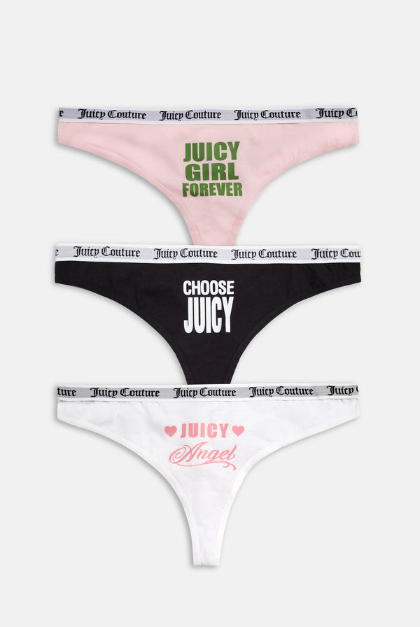 Pack Of 3 Slogan Novelty Thongs