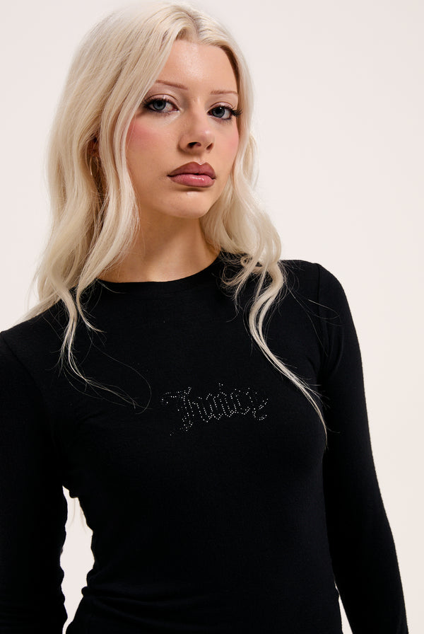 BLACK SHEER JERSEY LONG SLEEVE TEE