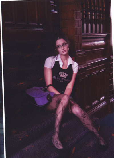 BLACK RIBBED DIAMANTE CROWN VEST