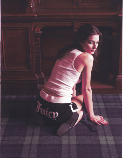 BLACK APPLIQUE TERRY BOOTY SHORTS