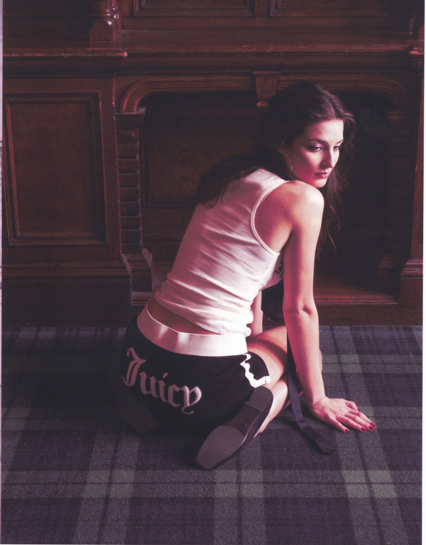 BLACK APPLIQUE TERRY BOOTY SHORTS