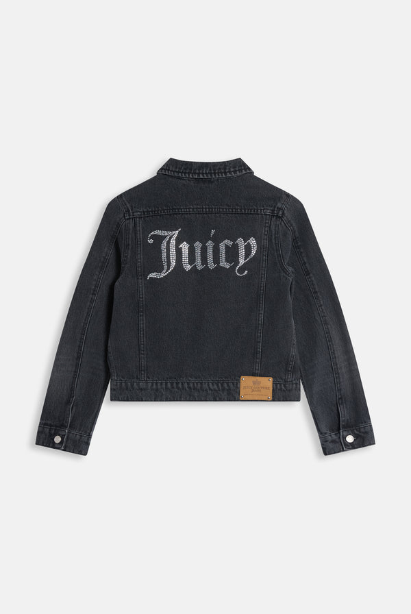 Washed Black Stretch Denim Fitted Jacket