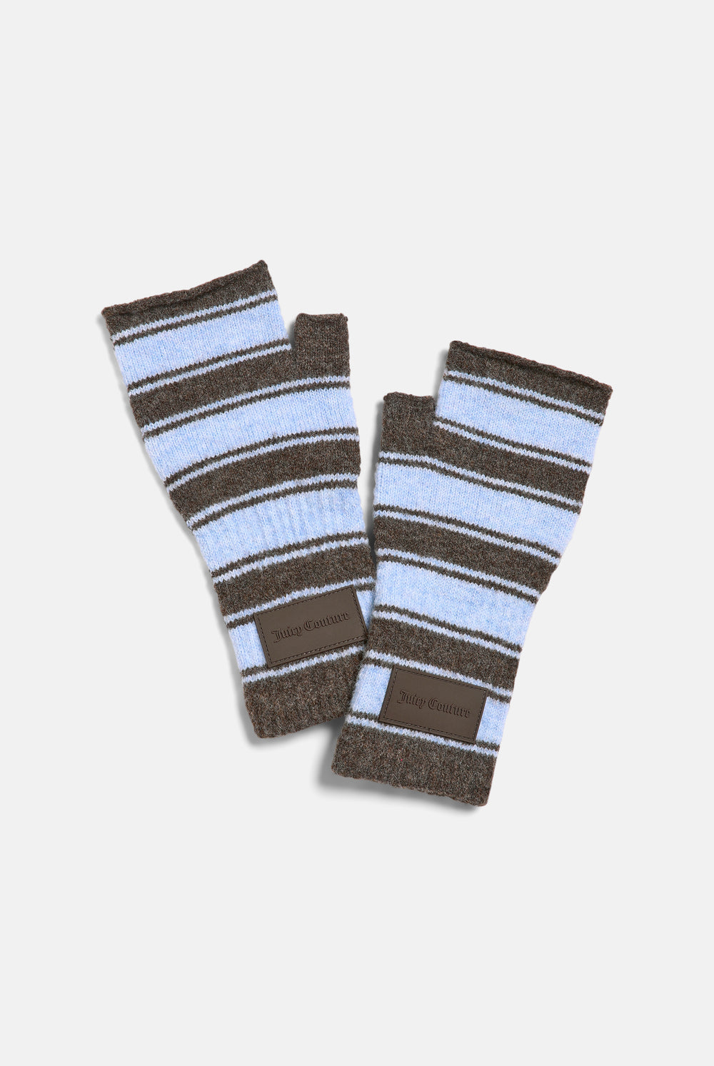 Displays the Java Stripe 'Juicy' branded Fingerless Mittens