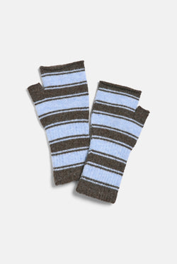 Displays the Java Stripe 'Juicy' branded Fingerless Mittens