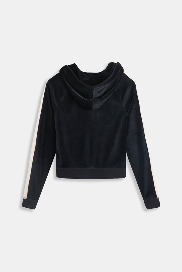 BLACK STRIPE BAMBOO VELOUR HERITAGE HOODIE
