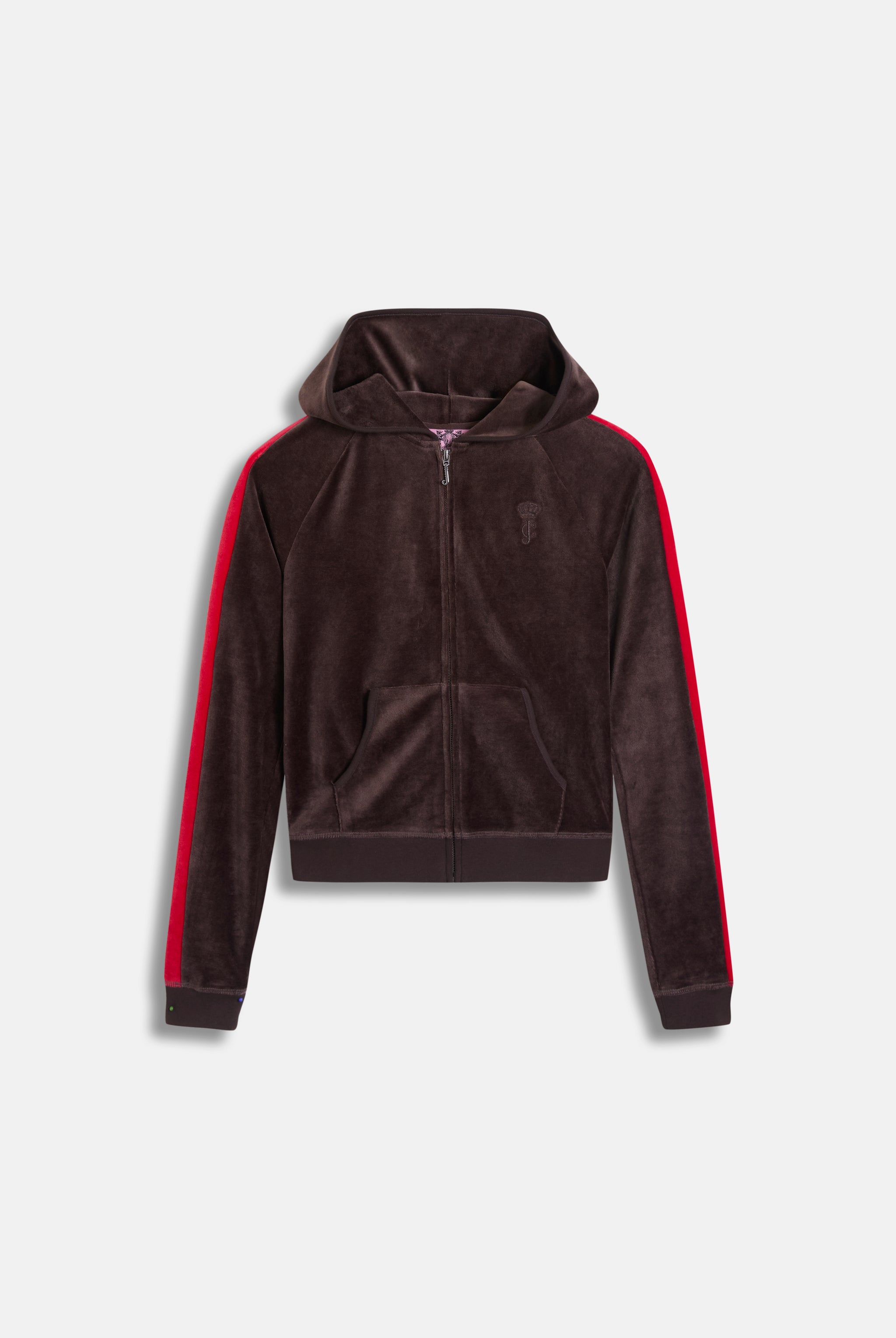 Women's Brown with Red Stripe Velour Hoodie – Juicy Couture UK