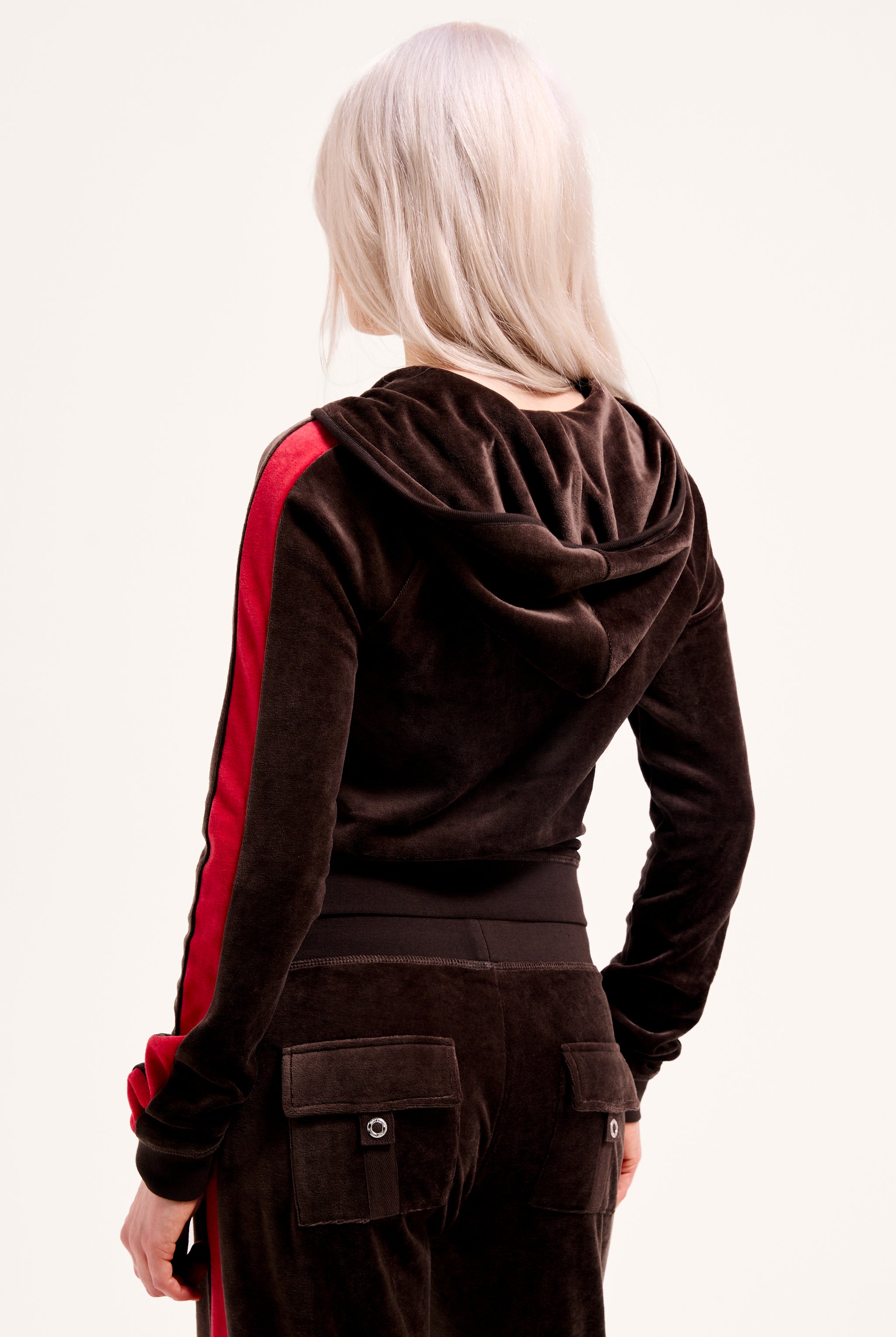 juicy Women's Brown with Red Stripe Velour Hoodie – Juicy Couture UK