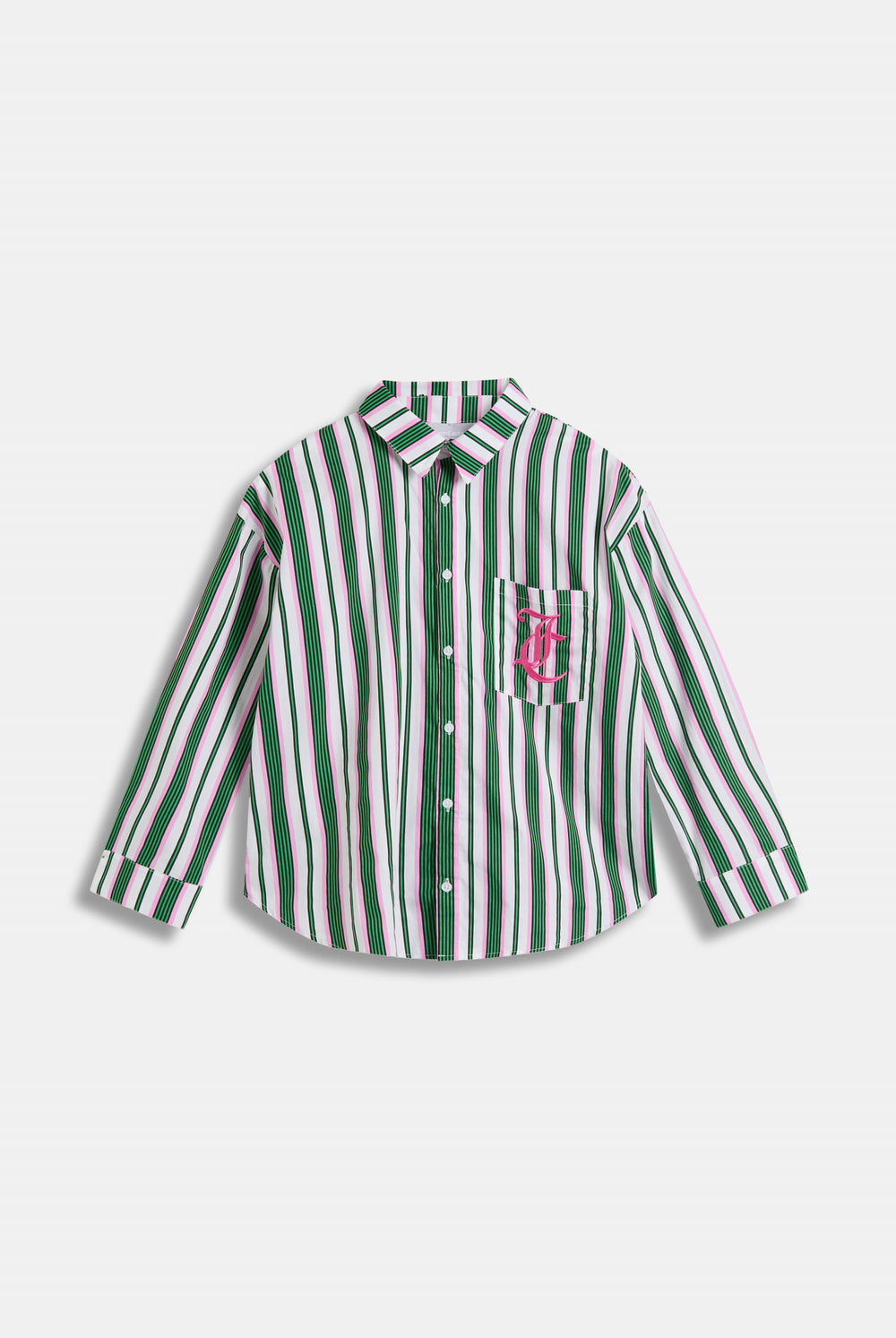 Displays the Green stripe 'juicy' branded cotton sleep shirt 
