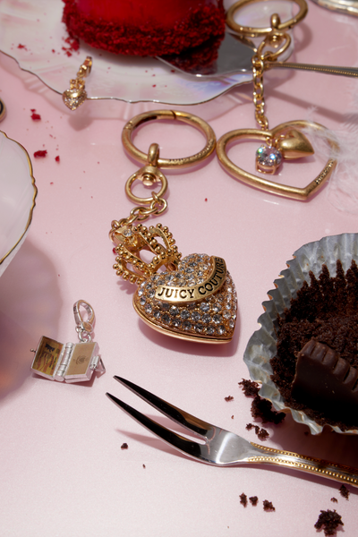 VINTAGE GOLD CRYSTAL MAXI CROWN HEART CHARM