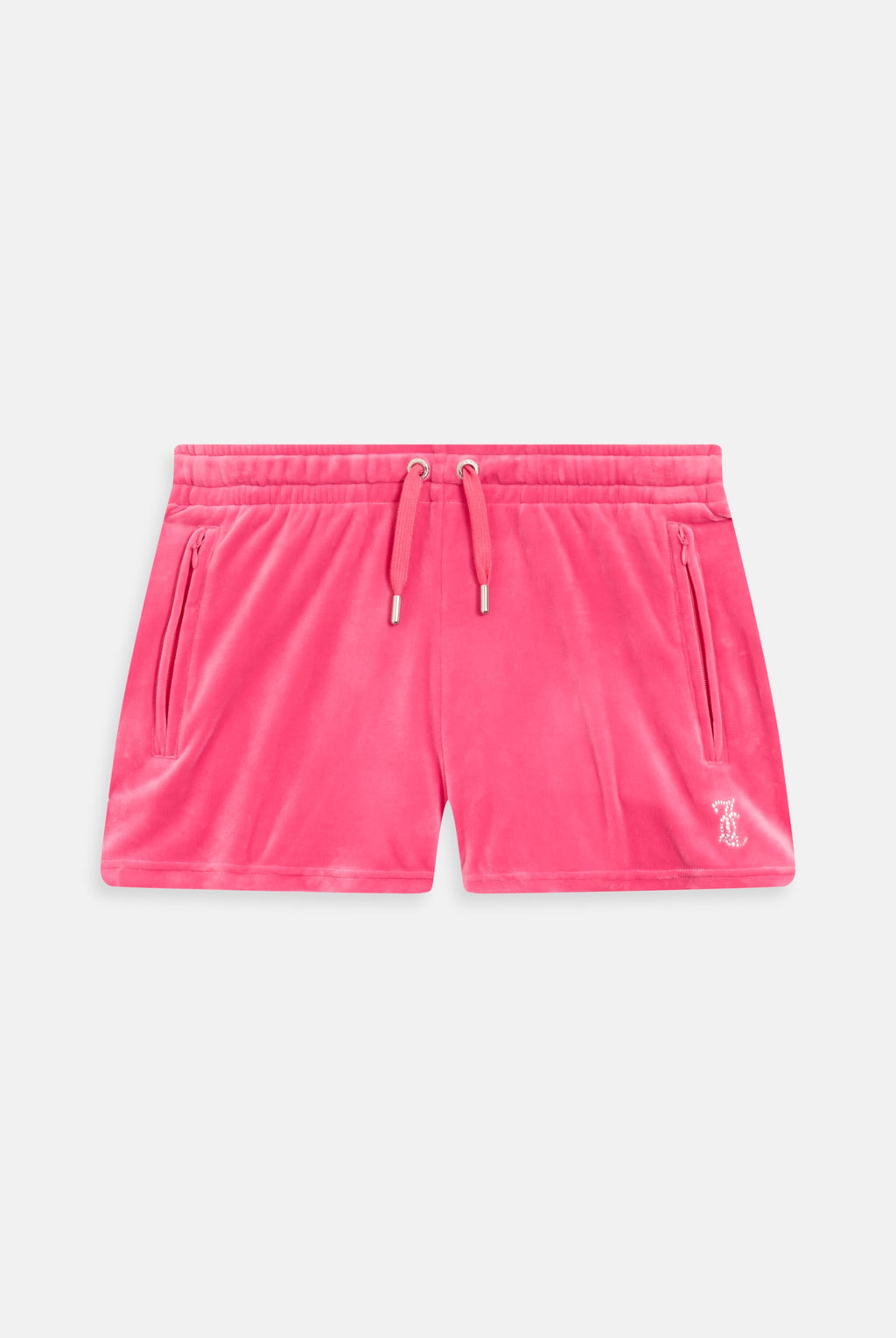 HOT PINK VELOUR DIAMANTÉ TRACK SHORTS