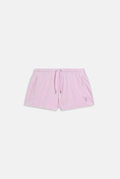 CHERRY BLOSSOM VELOUR OUTLINE DIAMANTÉ TRACK SHORTS