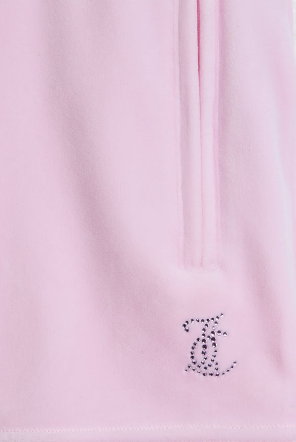 CHERRY BLOSSOM VELOUR OUTLINE DIAMANTÉ TRACK SHORTS