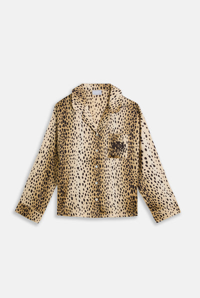 CHEETAH SATIN SHIRT PYJAMA SET