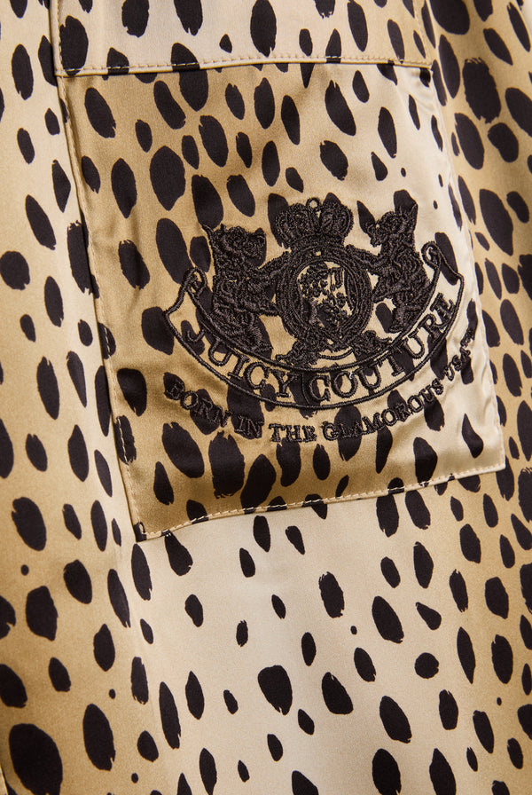 CHEETAH SATIN SHIRT PYJAMA SET