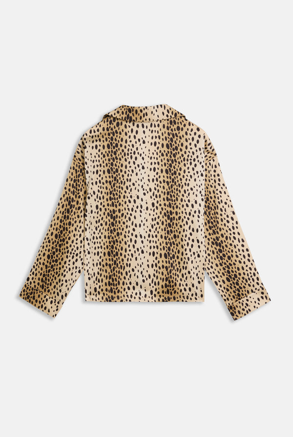 CHEETAH SATIN SHIRT PYJAMA SET