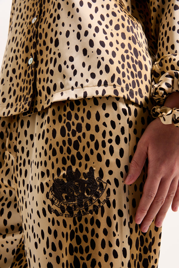 CHEETAH SATIN SHIRT PYJAMA SET