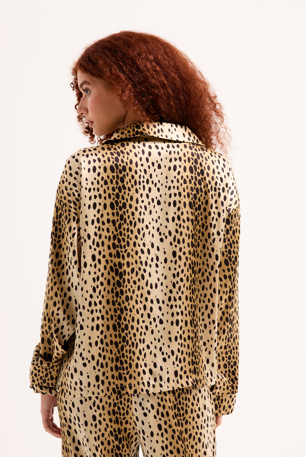 CHEETAH SATIN SHIRT PYJAMA SET