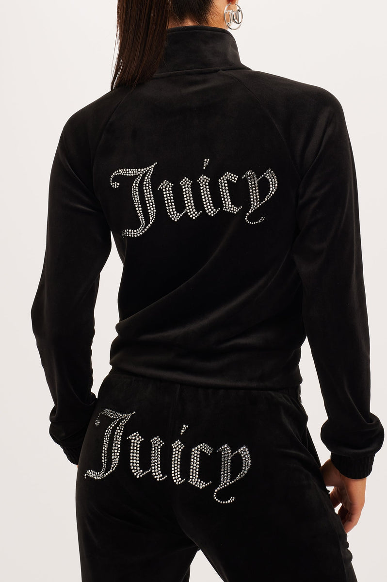 BLACK VELOUR DIAMANTE TRACKSUIT BOTTOM – Juicy Couture UK