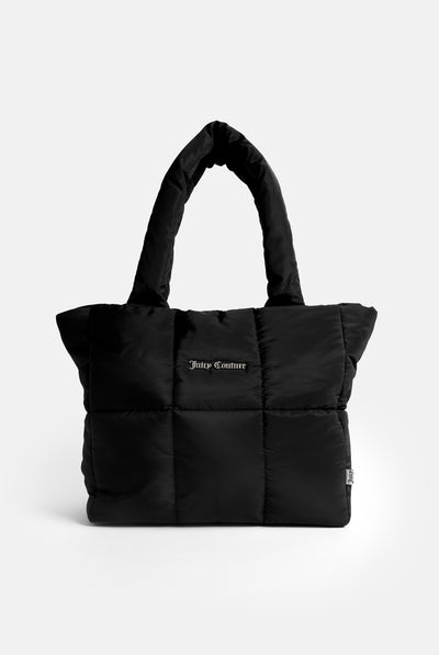 LARGE ZIP UP PUFFER SHOPPER TOTE