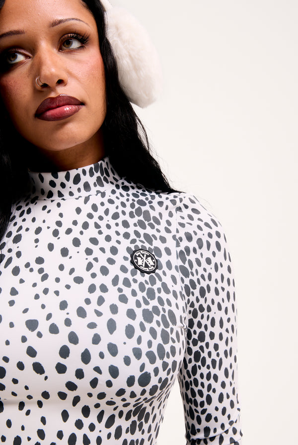 SKI SNOW LEOPARD PRINT LONG SLEEVE TOP