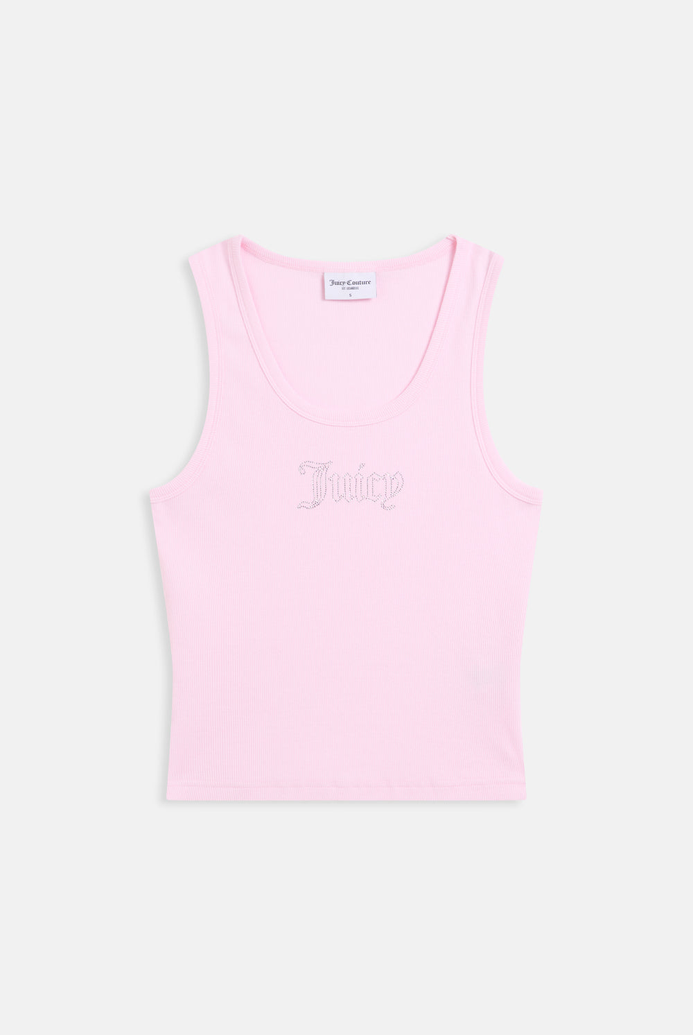 Displays the cherry blossom ribbed 'juicy' branded outline diamanté racer vest 