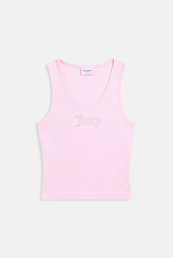 CHERRY BLOSSOM RIBBED OUTLINE DIAMANTE RACER VEST