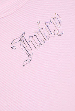 Displays the cherry blossom ribbed 'juicy' branded outline diamanté racer vest featuring the juicy branding 