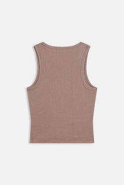 Displays the fungi 'Juicy' branded ribbed outline diamanté racer vest 