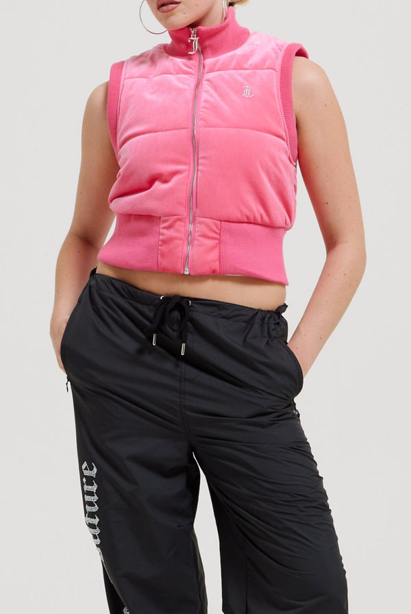 HOT PINK DIAMANTÉ VELOUR GILET