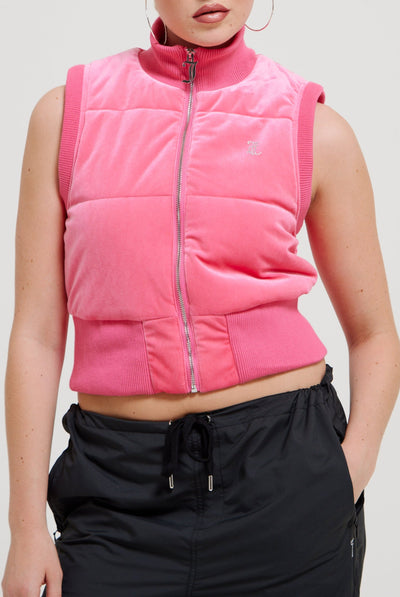 HOT PINK DIAMANTÉ VELOUR GILET