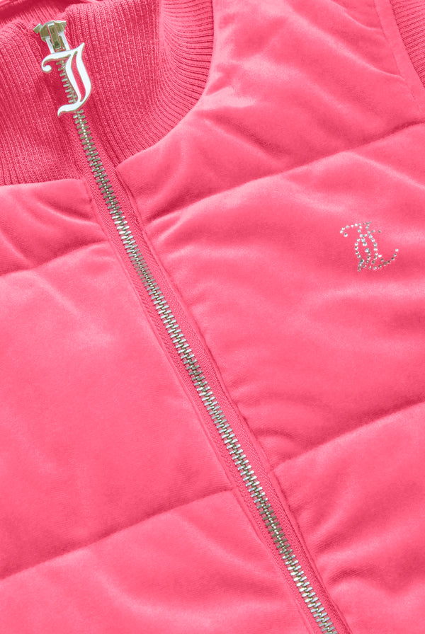 HOT PINK DIAMANTÉ VELOUR GILET