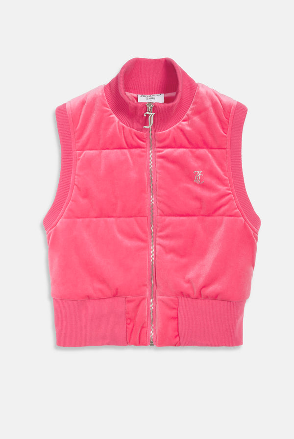 HOT PINK DIAMANTÉ VELOUR GILET