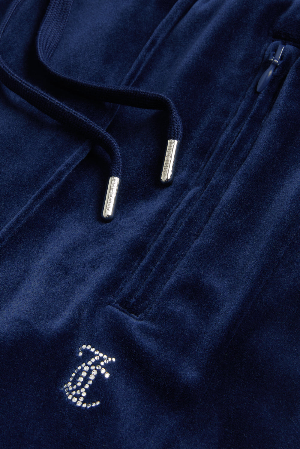 Displays the Night Sky 'juicy' branded velour diamanté tracksuit bottom featuring the Logo