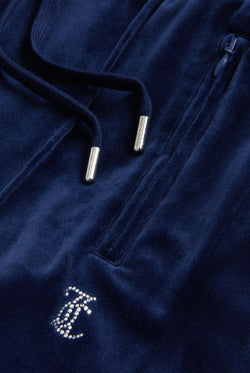 Displays the Night Sky 'juicy' branded velour diamanté tracksuit bottom featuring the Logo