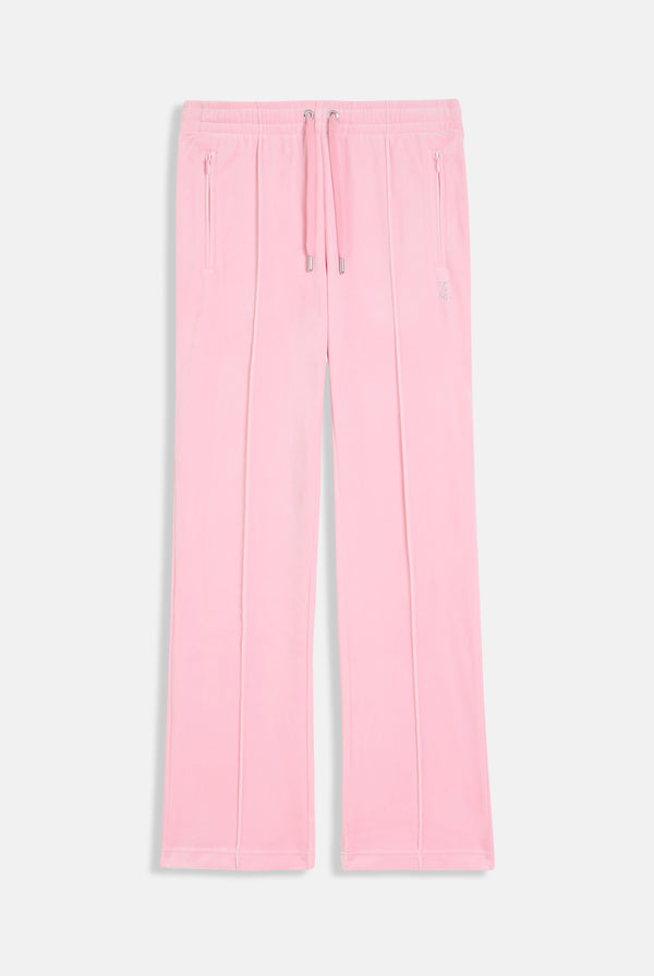 JUICY PINK VELOUR OUTLINE DIAMANTÉ TRACKSUIT BOTTOM