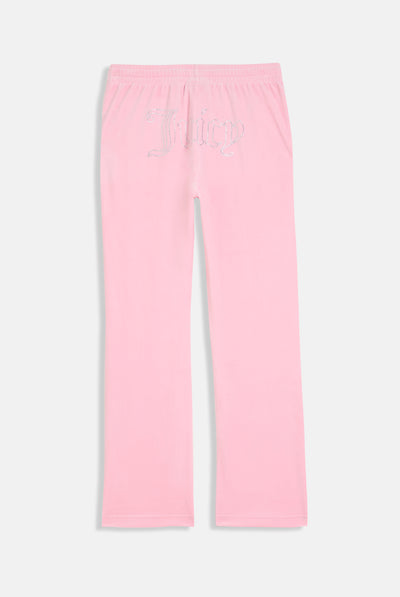 JUICY PINK VELOUR OUTLINE DIAMANTÉ TRACKSUIT BOTTOM
